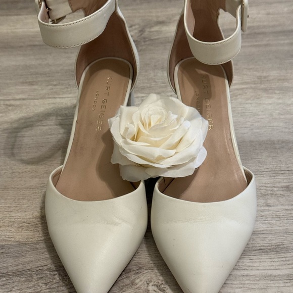Kurt Geiger London Burlington Leather In Bone Block Heel Shoes 38.5 WORN ONCE - Picture 2 of 12